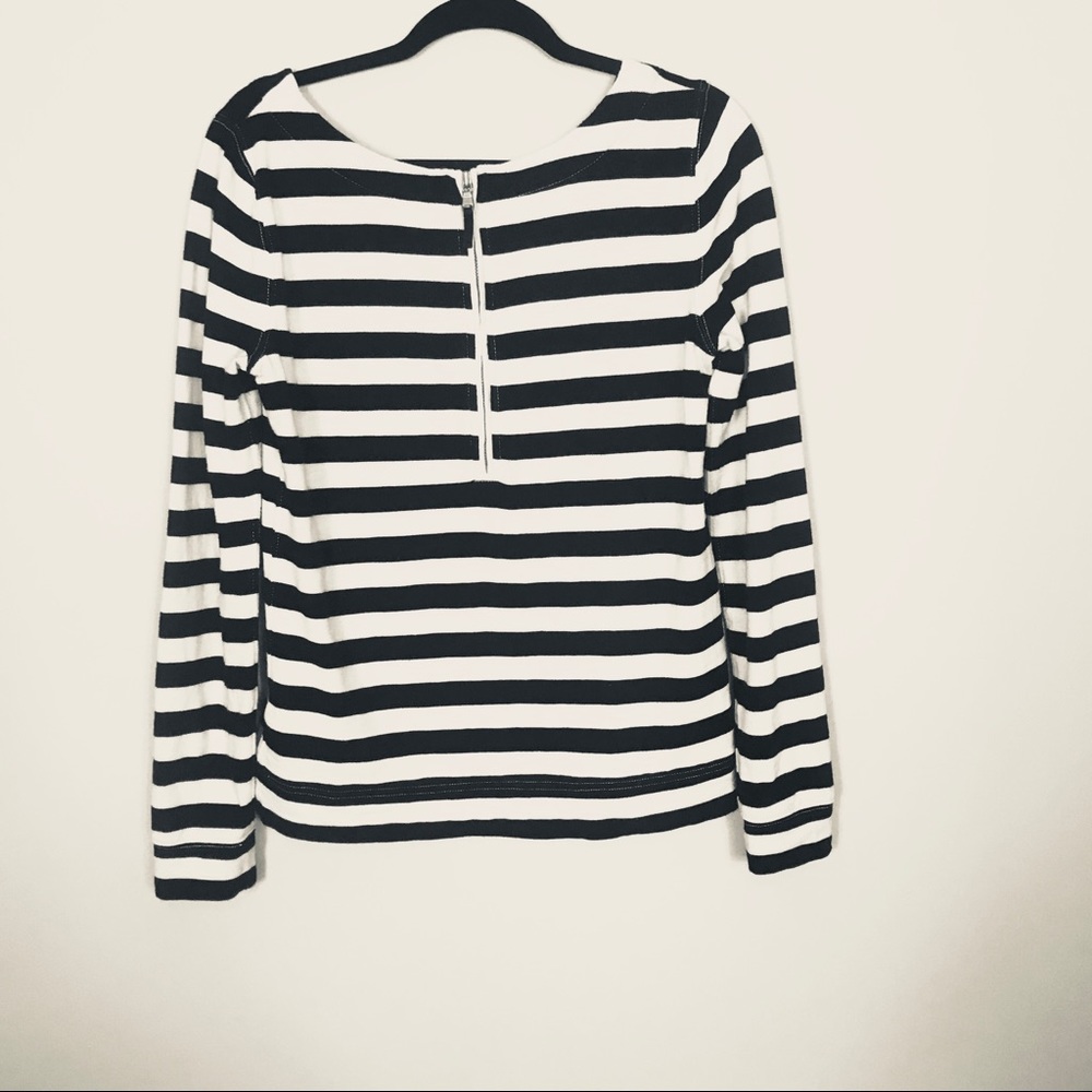 ✨J.Crew Black/White Back-Zip Long-Sleeve Pullover - Picture 2 of 4